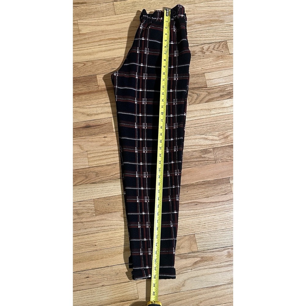 Hot Kiss Woman's Size Red and Black Plaid  Long Pants Elastic Waist